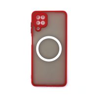 Silikónový kryt s magnetickým krúžkom pre Samsung Galaxy A12 - Červený