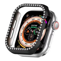 Ochranný rámček s kamienkami pre Apple Watch 10, 46 mm - čierny