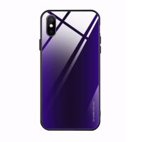 Gradient kryt s tvrdeným sklom na iPhone XR - fialovo-čierny