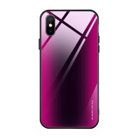 Gradient kryt s tvrdeným sklom na iPhone XR - ružovo-čierny