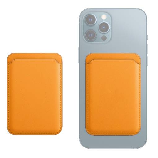 Foto - MagSafe kožená peňaženka na iPhone - Žltá