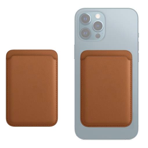 Foto - MagSafe kožená peňaženka na iPhone - Hnedá