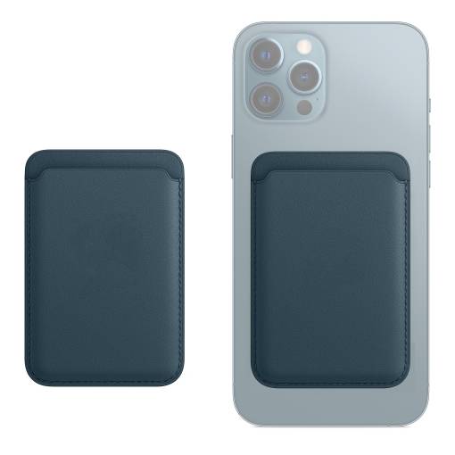 Foto - MagSafe kožená peňaženka na iPhone - Modrá