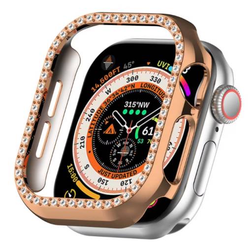 Foto - Ochranný rámček s kamienkami pre Apple Watch 10, 42 mm - Měděný