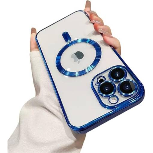 Foto - MagSafe silikónový kryt pre iPhone 12 - Modrý, metalický