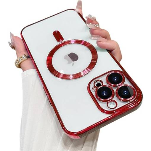 Foto - MagSafe silikónový kryt pre Samsung Galaxy S22 - Červený, metalický