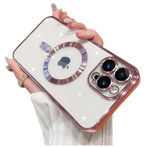 Foto - MagSafe silikónový kryt pre iPhone 12 - Ružový, metalický