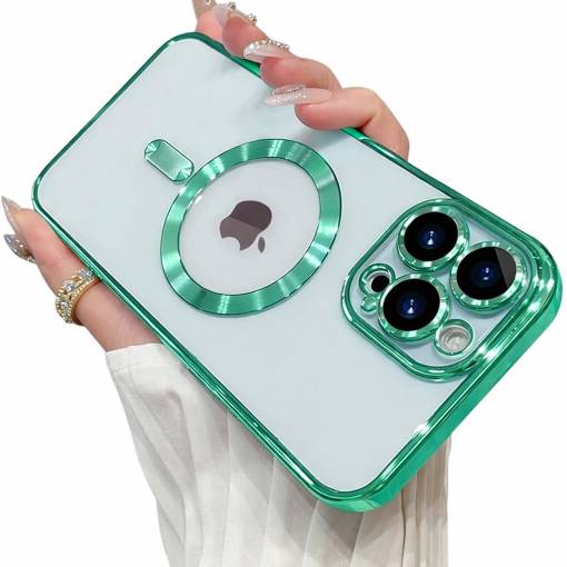 Foto - MagSafe silikónový kryt pre iPhone 17 Pro - Zelený, metalický