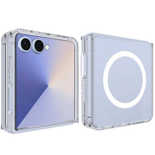 Foto - MagSafe silikónový kryt pre Samsung Galaxy Z Flip 7 - Priehľadný