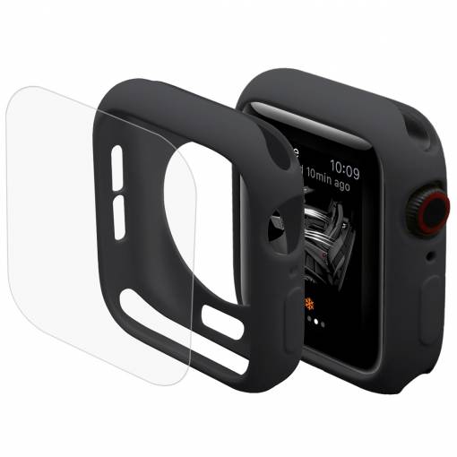 Foto - ENKAY Kryt + sklo pre Apple Watch 44mm - Čierna