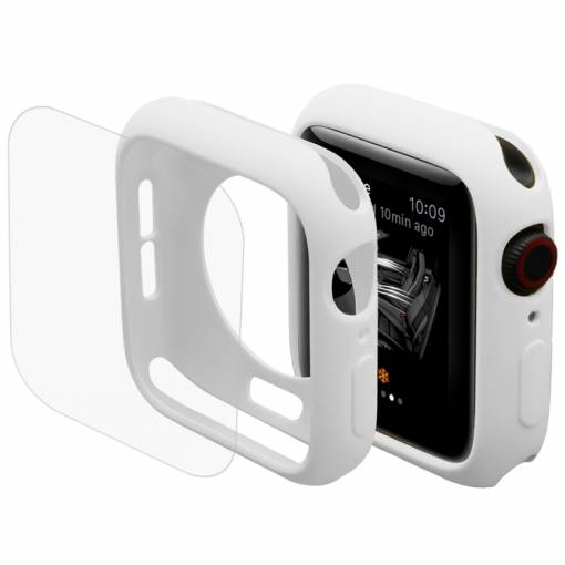 Foto - ENKAY Kryt + sklo pre Apple Watch 44mm - Biela