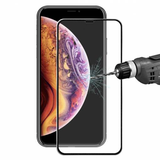 Foto - 3D tvrzené sklo pro iPhone 11 Pro Max (hliníkový rámeček) - Černá